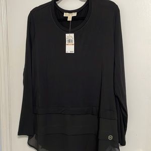 MICHAEL KORS NWT 2X Plus Size black long sleeve top